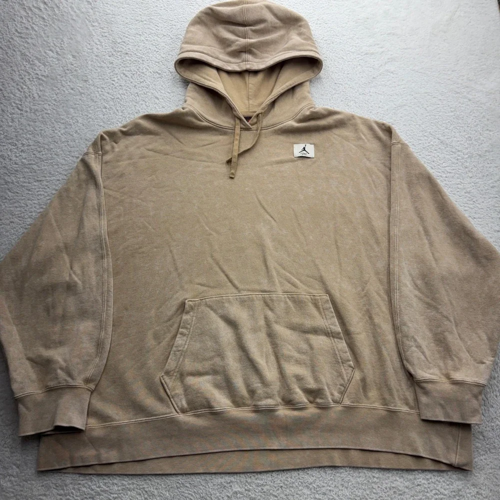 Jordan Flight Oversized Hoodie Mens XL Tan Khaki Acid Wash Cotton‎ CV2244-234